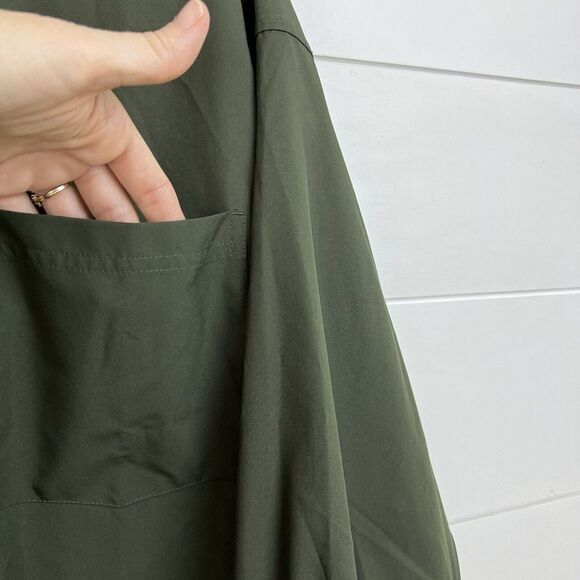ATHLETA Cropped Stretch Tech Top‎ Long Sleeve Button Up Women 1X Olive - Picture 10 of 16